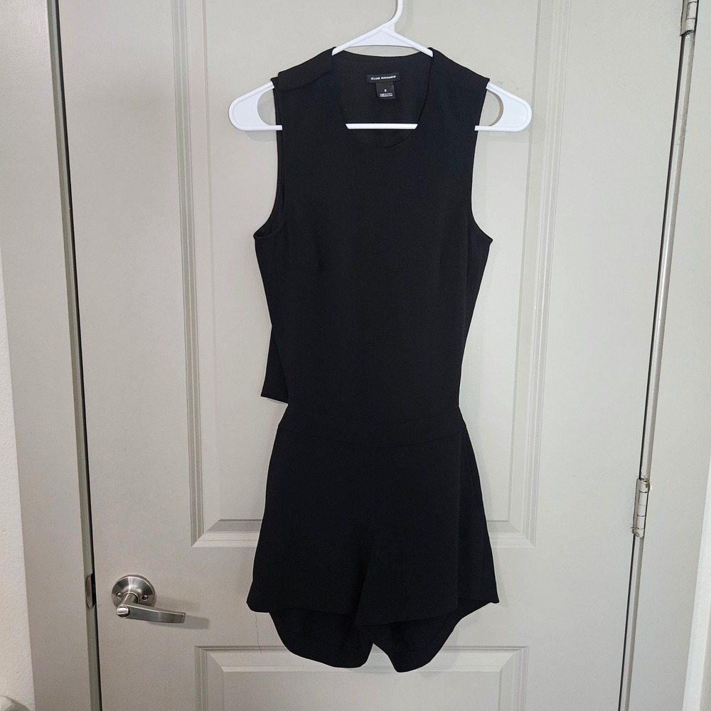 Club Monaco Womens Black Sleeveless Open Back Tulip Romper Size 0